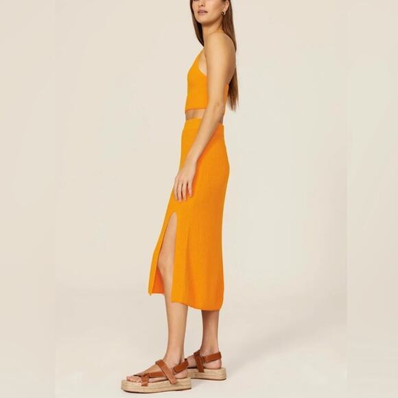 Rag & Bone Women's Soleil Deep Yellow Knit Midi Skirt Size Medium - Picture 11 of 13